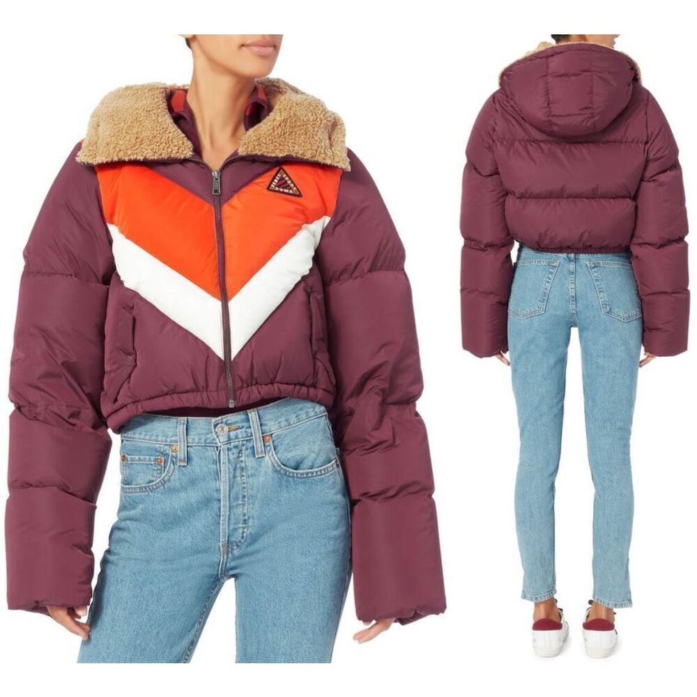 Puma X Fenty By Rihanna Quilted Chevron Burgundy Puffer Jacket XS
